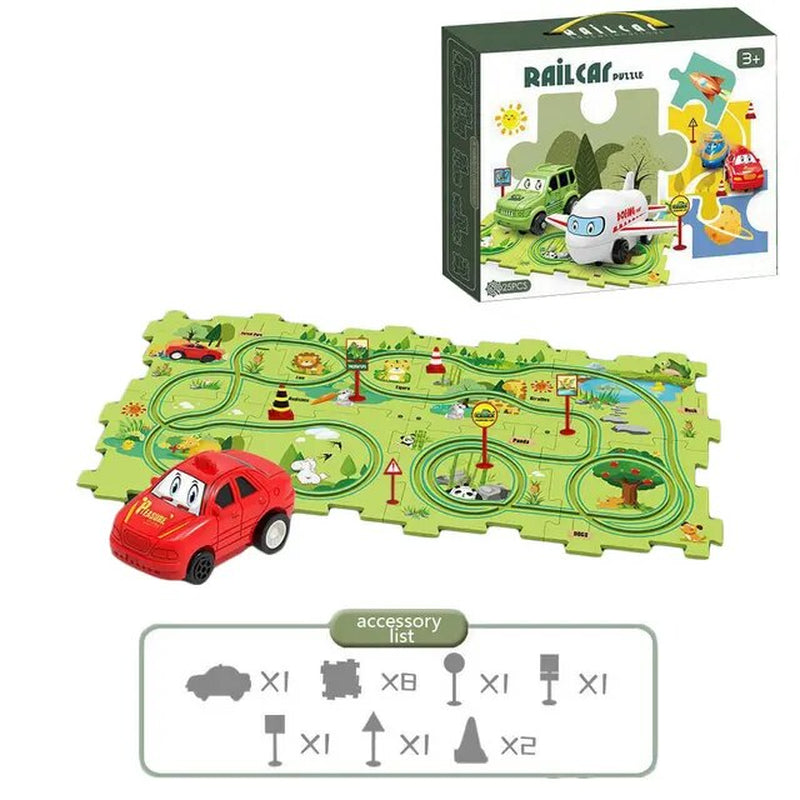 New Puzzle Set Children'S Toys Multi-Functional Railroad Car Mini Road Signs Diy Jigsaw Puzzle Toys Boys Girls Exquisite Gifts