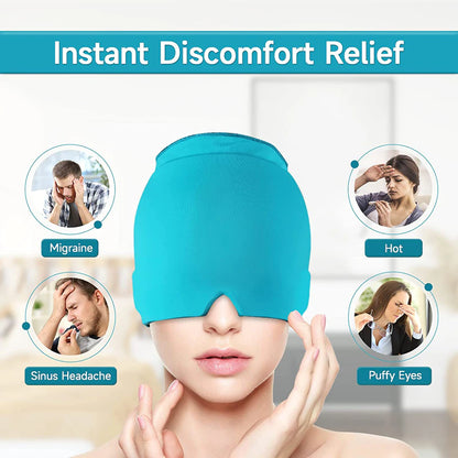 Form Fitting Gel Ice Headache Migraine Relief Hat Cold Compress Therapy Cap Ice Head Wrap Pack Mask for Tension Sinus Stress