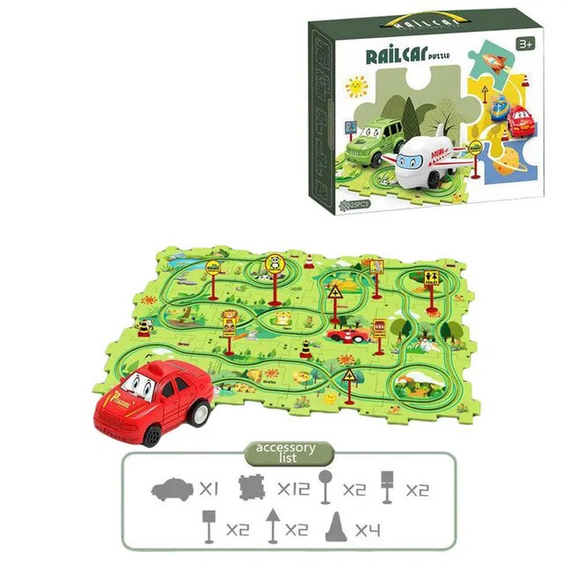 New Puzzle Set Children'S Toys Multi-Functional Railroad Car Mini Road Signs Diy Jigsaw Puzzle Toys Boys Girls Exquisite Gifts
